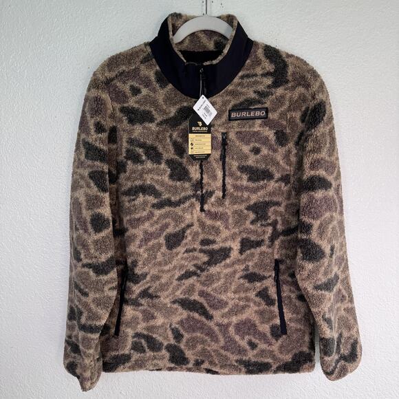 BURLEBO Other - Burlebo Jacket Mens Small Camo Sherpa Quarter Zip Anorak Fleece Outdoors HuntNEW
